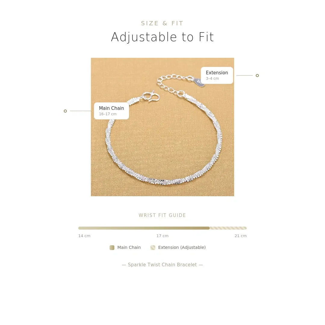 Sterling Silver Sparkle Link Bracelet for Women