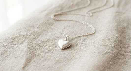 Elegant sterling silver heart pendant necklace on a neutral background