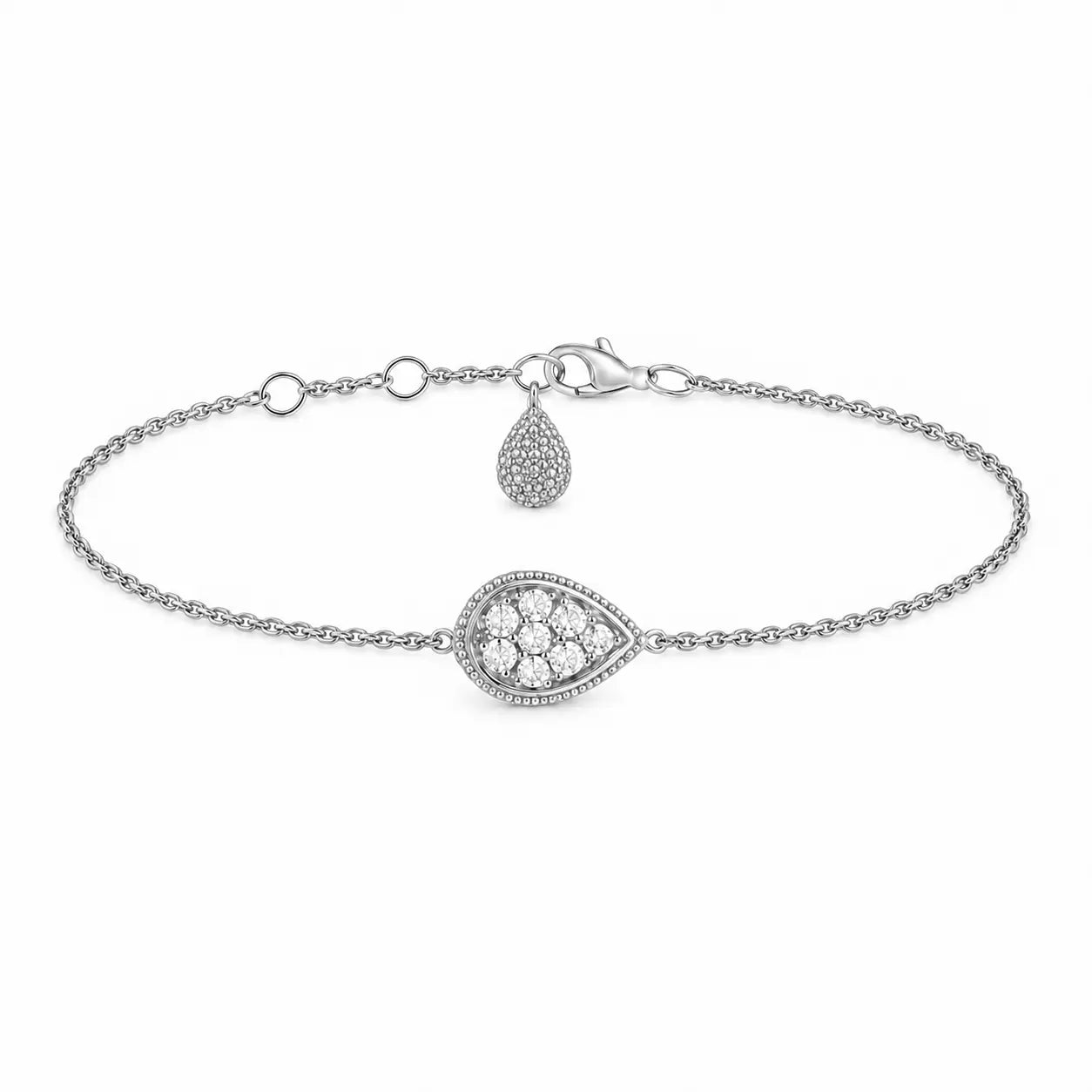 925 sterling silver crystal teardrop bracelet on a clean white background.