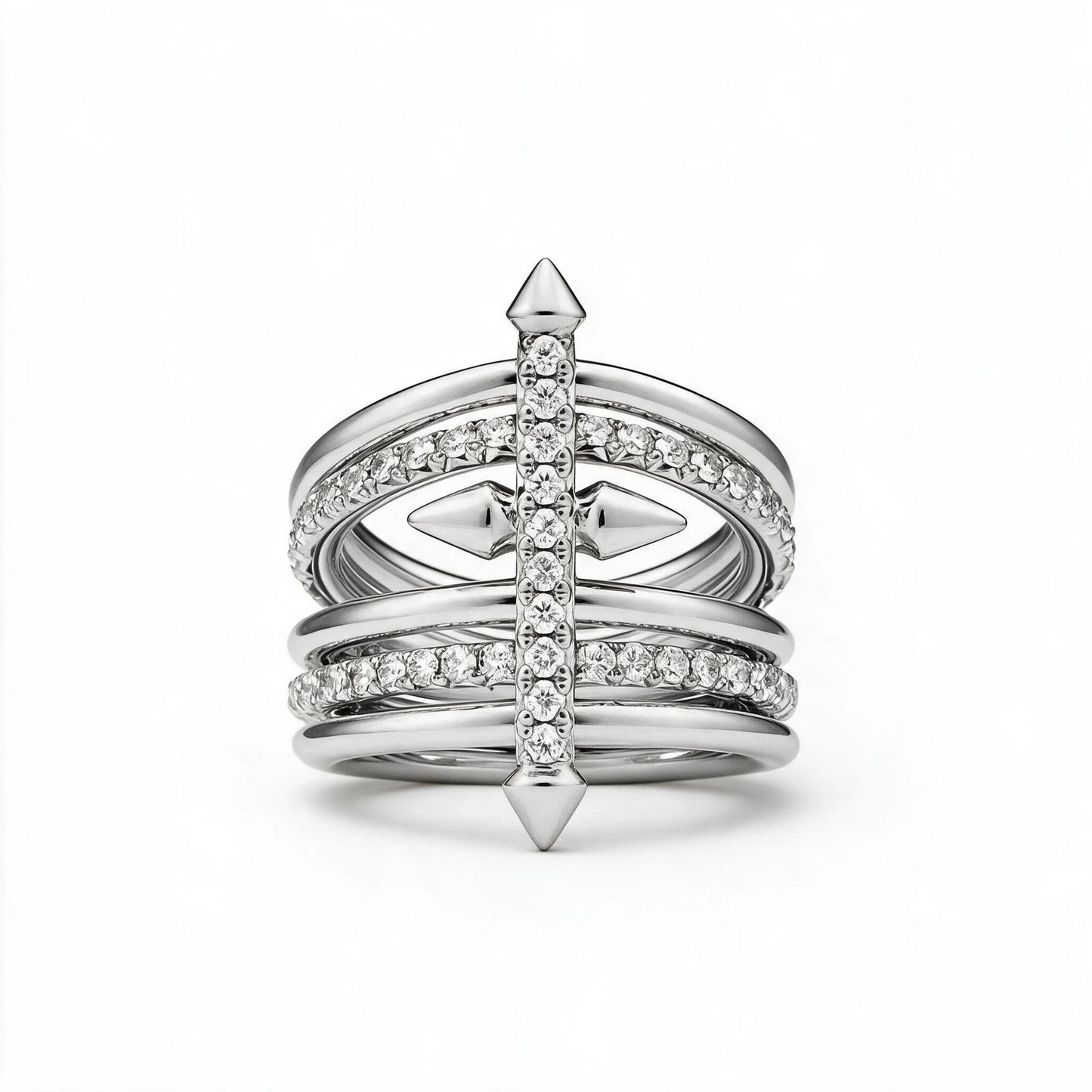 Crisscross Pave Spike Ring