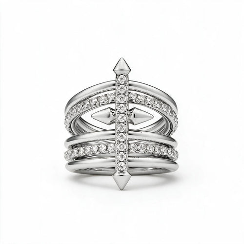 Crisscross Pave Spike Ring