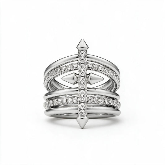 Crisscross Pave Spike Ring