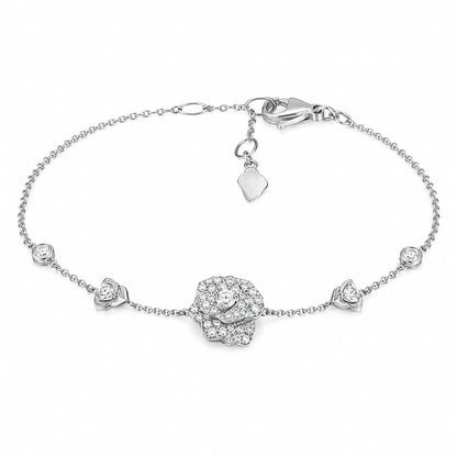 925 sterling silver crystal rose station bracelet on a white background