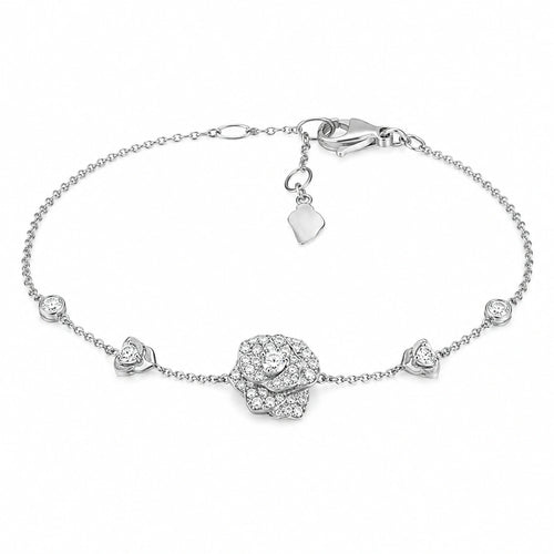 925 sterling silver crystal rose station bracelet on a white background