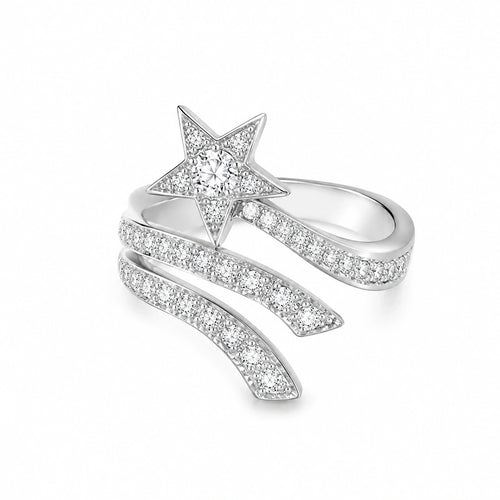 925 sterling silver shooting star wrap ring on a white background