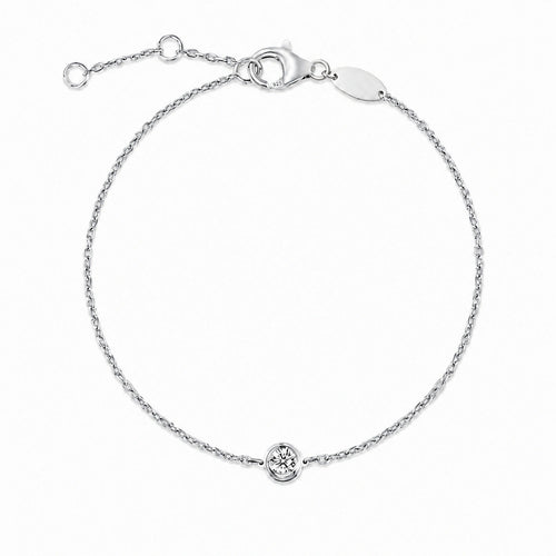 925 sterling silver solitaire crystal bracelet on a white background