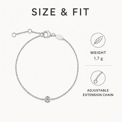 925 silver solitaire crystal bracelet weight and adjustable extension details