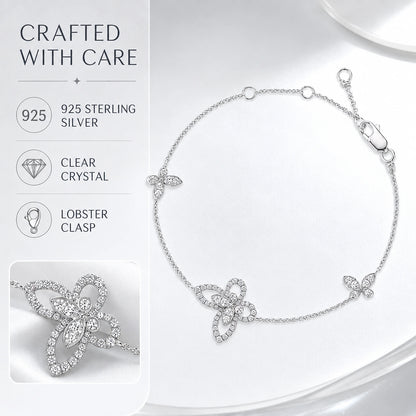 925 sterling silver crystal butterfly bracelet material and clasp infographic