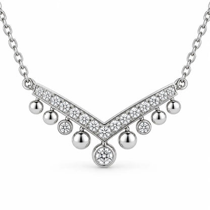 Close-up of the crystal-set V bar and nine graduated round drops.