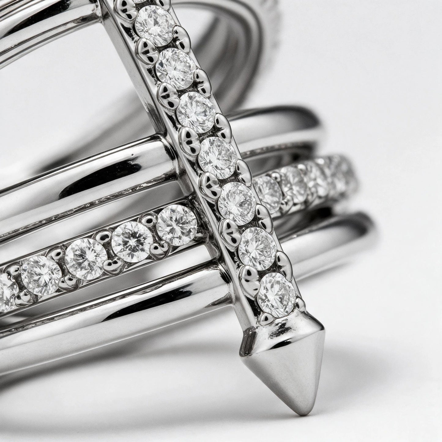 Crisscross Pave Spike Ring