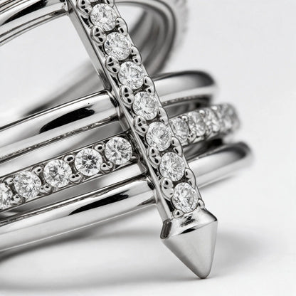 Crisscross Pave Spike Ring