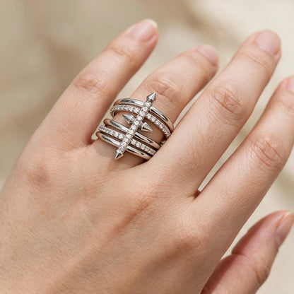 Crisscross Pave Spike Ring