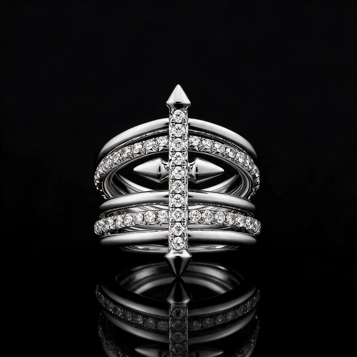 Crisscross Pave Spike Ring