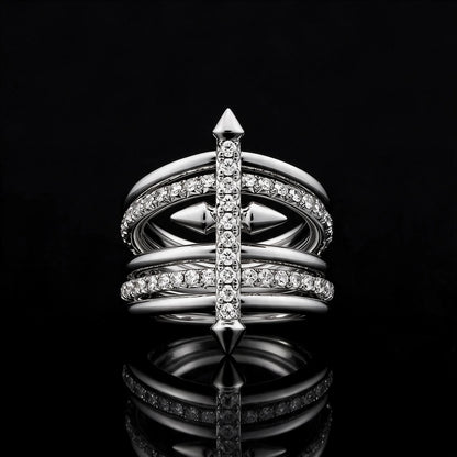 Crisscross Pave Spike Ring