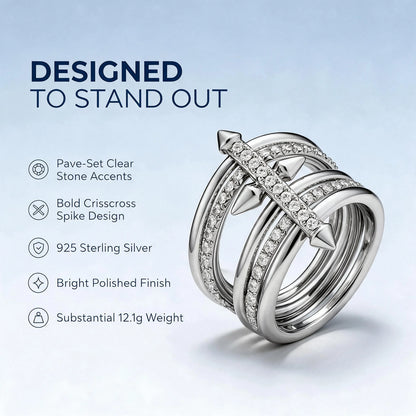 Crisscross Pave Spike Ring