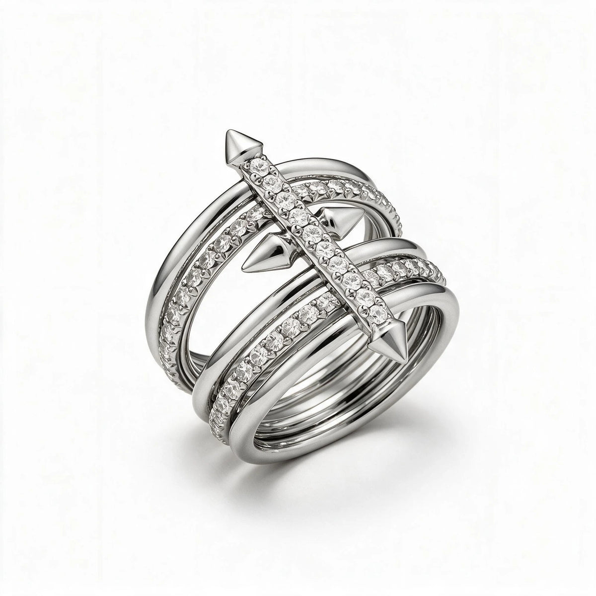Crisscross Pave Spike Ring