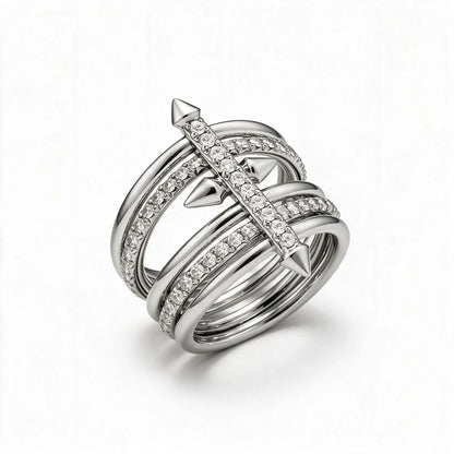 Crisscross Pave Spike Ring