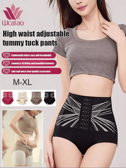Buttoned High Waist Tummy Shaping Pants
