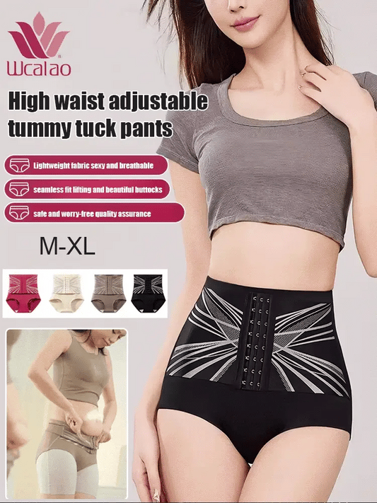 Buttoned High Waist Tummy Shaping Pants