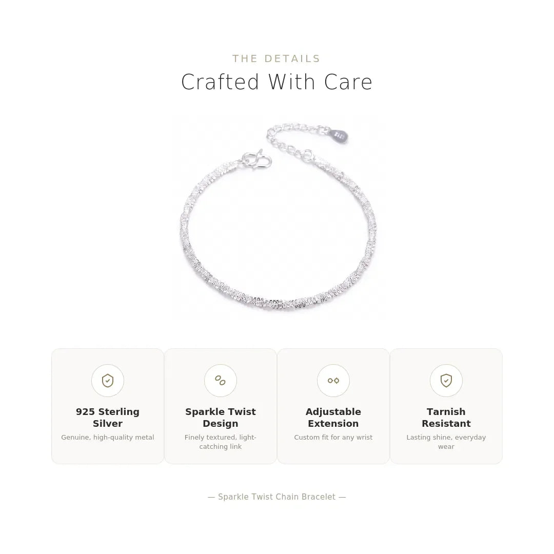 Sterling Silver Sparkle Link Bracelet for Women