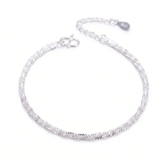 Sterling Silver Sparkle Link Bracelet for Women