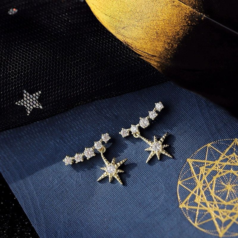 ED1218 zircon star stud earrings detail