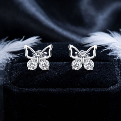 ED135 S925 sterling silver butterfly stud earrings