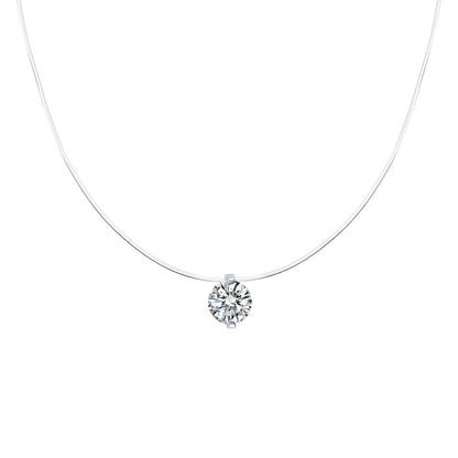 Close view of the geometric round pendant and fine chain