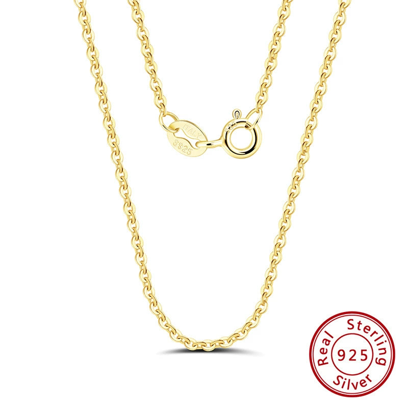 Close view of polished link chain necklace