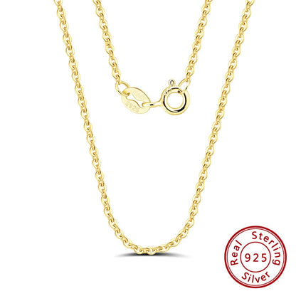 Close view of polished link chain necklace