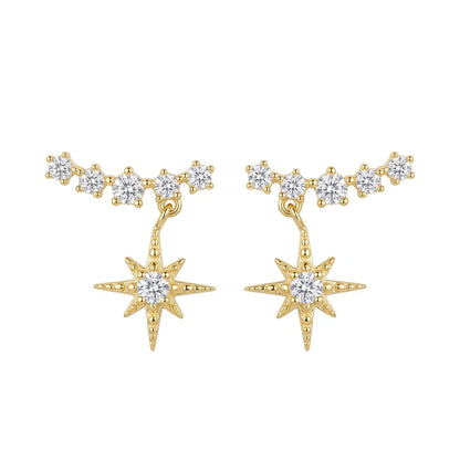 Sterling Silver Star Crawler Earrings – CZ Pave