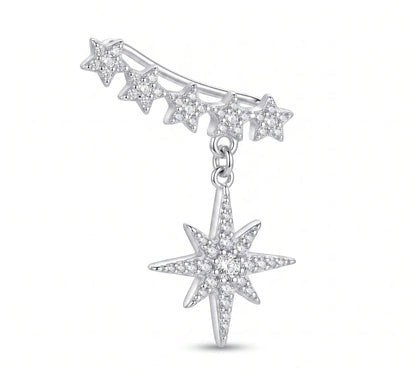 Sterling Silver Star Crawler Earrings – CZ Pave