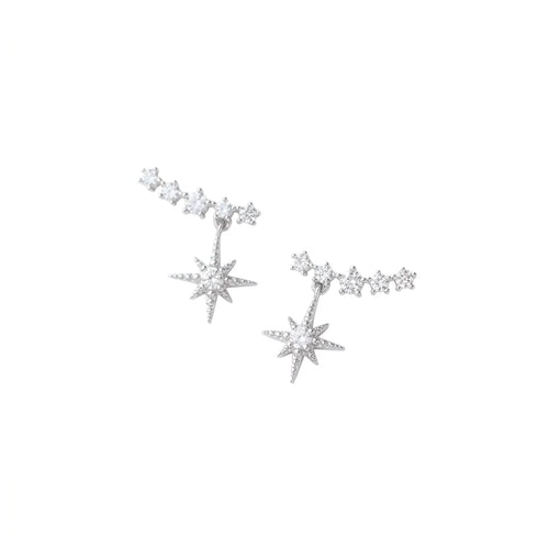 Sterling Silver Star Crawler Earrings – CZ Pave