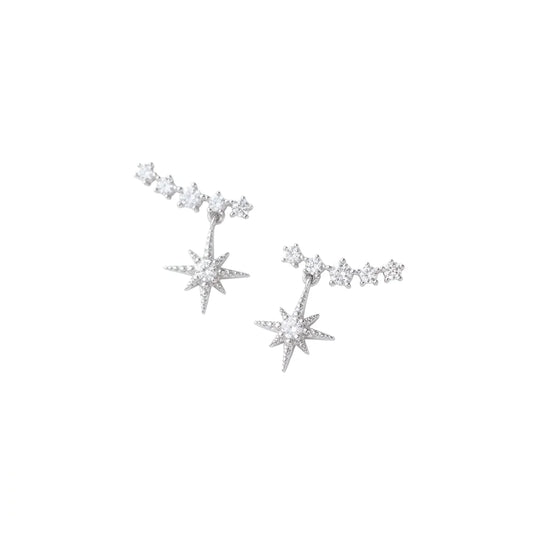 Sterling Silver Star Crawler Earrings – CZ Pave