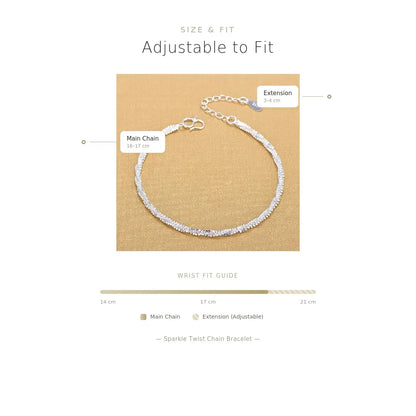 Sterling Silver Sparkle Link Bracelet for Women