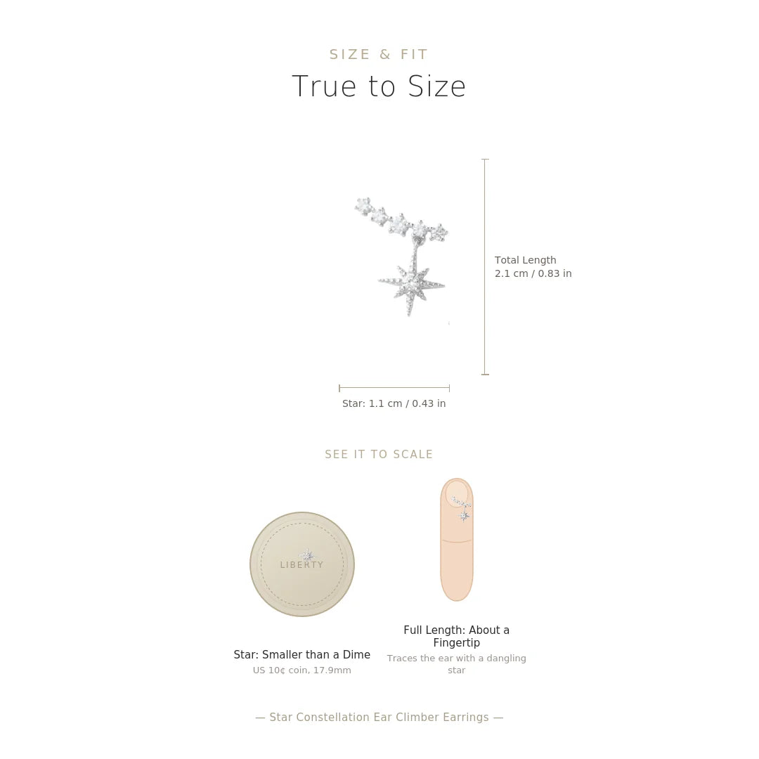 Sterling Silver Star Crawler Earrings – CZ Pave