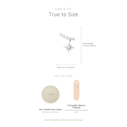 Sterling Silver Star Crawler Earrings – CZ Pave