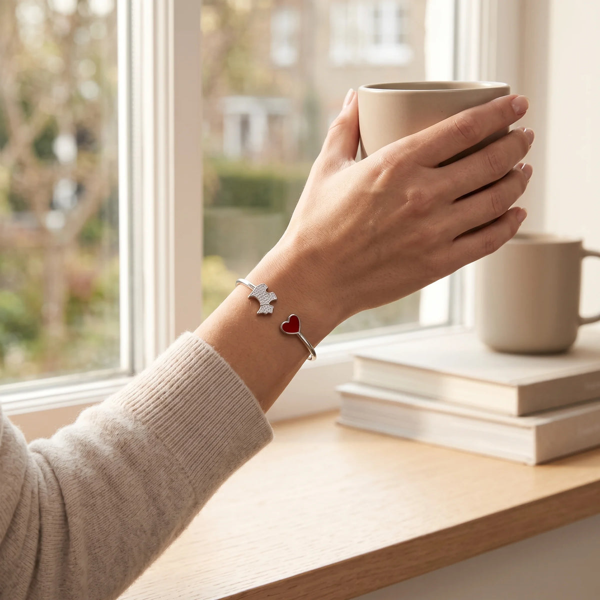 Terrier Dog & Heart Open Cuff Bracelet