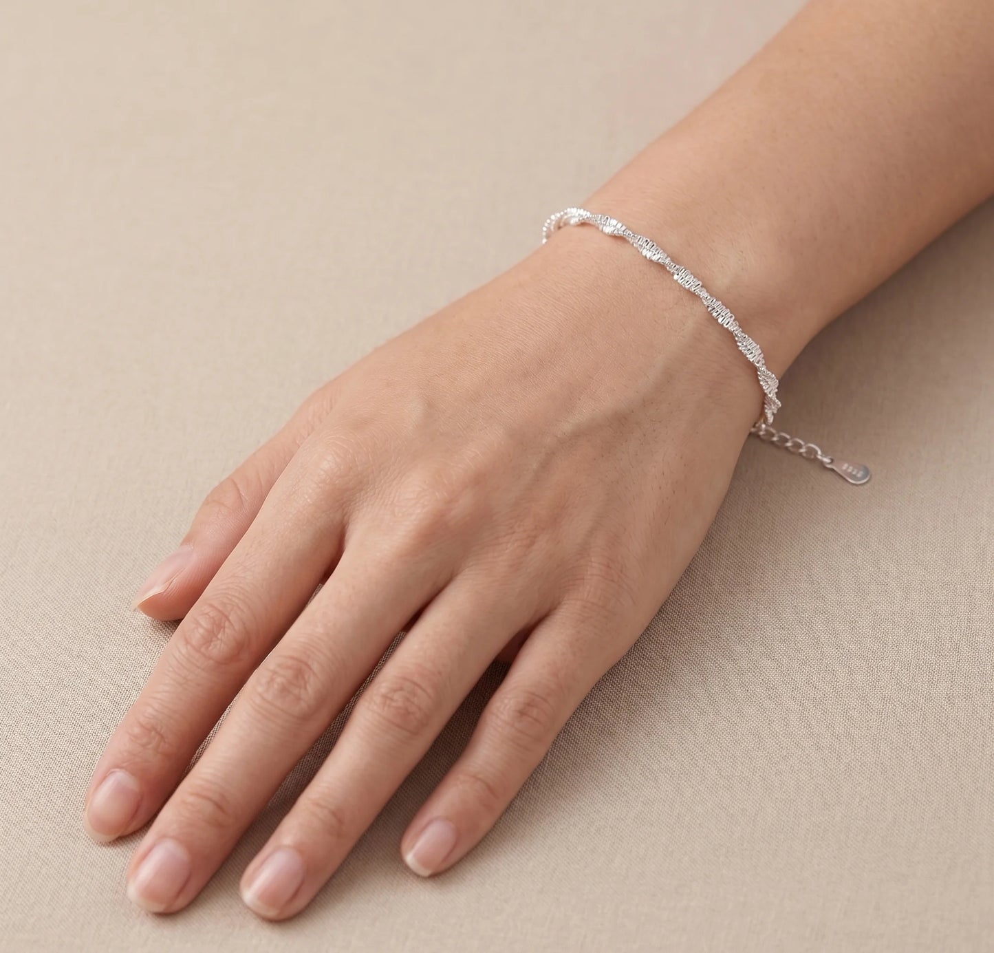 Sterling Silver Sparkle Link Bracelet for Women