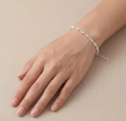 Sterling Silver Sparkle Link Bracelet for Women