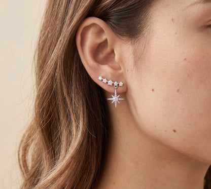 Sterling Silver Star Crawler Earrings – CZ Pave
